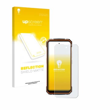 Face avant d’un emballage produit avec le logo de la marque upscreen. À côté, l’appareil Blackview BV8100 est représenté avec 
