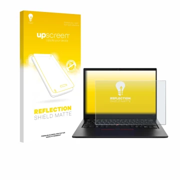 Face avant d’un emballage produit avec le logo de la marque upscreen. À côté, l’appareil Lenovo ThinkPad L13 Gen 5 est représe