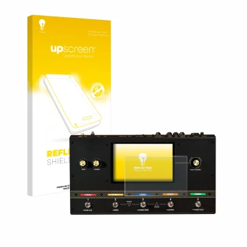 Face avant d’un emballage produit avec le logo de la marque upscreen. À côté, l’appareil Headrush Core est représenté avec la 