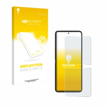 Face avant d’un emballage produit avec le logo de la marque upscreen. À côté, l’appareil Blackview Hero 10 (Affichage avant) e