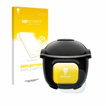 Face avant d’un emballage produit avec le logo de la marque upscreen. À côté, l’appareil Moulinex Cookeo Touch est représenté 
