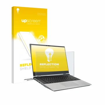 Face avant d’un emballage produit avec le logo de la marque upscreen. À côté, l’appareil Framework Laptop 16 est représenté av