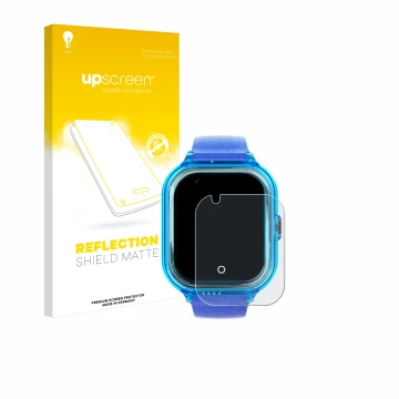 Face avant d’un emballage produit avec le logo de la marque upscreen. À côté, l’appareil SaveFamily Enjoy est représenté avec 