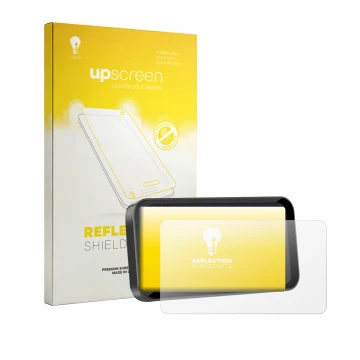 Face avant d’un emballage produit avec le logo de la marque upscreen. À côté, l’appareil Carpuride W603 6.3