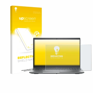 Face avant d’un emballage produit avec le logo de la marque upscreen. À côté, l’appareil Dell Precision 3580 est représenté av