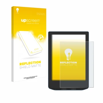 Face avant d’un emballage produit avec le logo de la marque upscreen. À côté, l’appareil PocketBook Verse Pro Color est représ