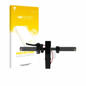 Face avant d’un emballage produit avec le logo de la marque upscreen. À côté, l’appareil Xiaomi Mi 4 Lite E-Scooter (2e Gen.) 