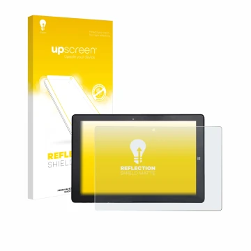 Face avant d’un emballage produit avec le logo de la marque upscreen. À côté, l’appareil Awow AiBook 10 est représenté avec la
