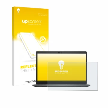 Face avant d’un emballage produit avec le logo de la marque upscreen. À côté, l’appareil Dell Latitude 3450 Laptop est représe