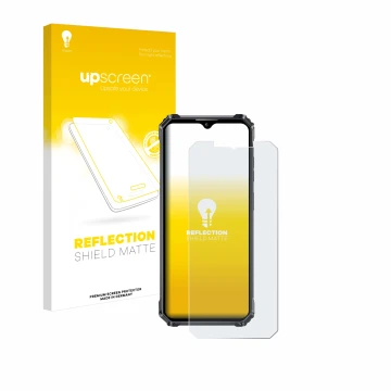 Face avant d’un emballage produit avec le logo de la marque upscreen. À côté, l’appareil Oukitel WP28 S est représenté avec la