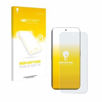 Face avant d’un emballage produit avec le logo de la marque upscreen. À côté, l’appareil Nothing Phone (2a) Plus est représent