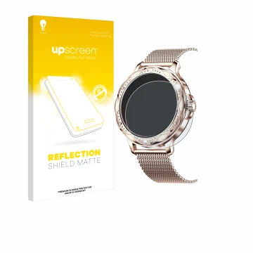 Face avant d’un emballage produit avec le logo de la marque upscreen. À côté, l’appareil Darmowade Smartwatch 1.2