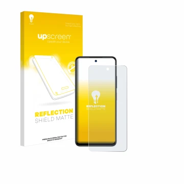 Face avant d’un emballage produit avec le logo de la marque upscreen. À côté, l’appareil ZTE Blade A75 5G est représenté avec 