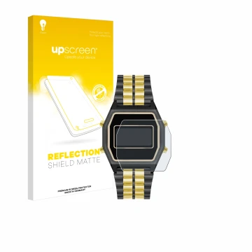 Face avant d’un emballage produit avec le logo de la marque upscreen. À côté, l’appareil Armitron Rubik est représenté avec la