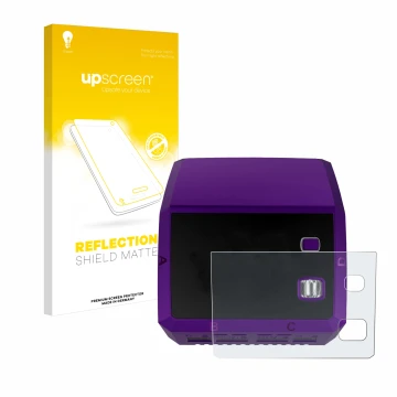 Face avant d’un emballage produit avec le logo de la marque upscreen. À côté, l’appareil SkyRc Q200 neo est représenté avec la