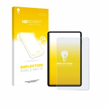 Face avant d’un emballage produit avec le logo de la marque upscreen. À côté, l’appareil Blackview Tab 18 est représenté avec 