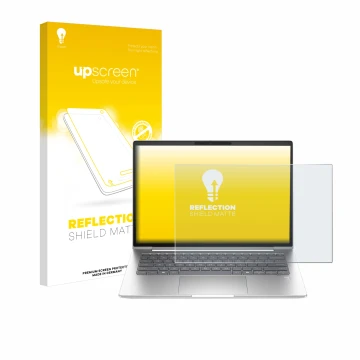 Face avant d’un emballage produit avec le logo de la marque upscreen. À côté, l’appareil HP ProBook 440 G11 est représenté ave