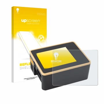 Face avant d’un emballage produit avec le logo de la marque upscreen. À côté, l’appareil Junsi iCharger X6 est représenté avec