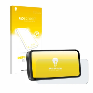 Face avant d’un emballage produit avec le logo de la marque upscreen. À côté, l’appareil Carpuride W603D 6.3