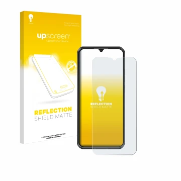 Face avant d’un emballage produit avec le logo de la marque upscreen. À côté, l’appareil Oukitel WP50 est représenté avec la p