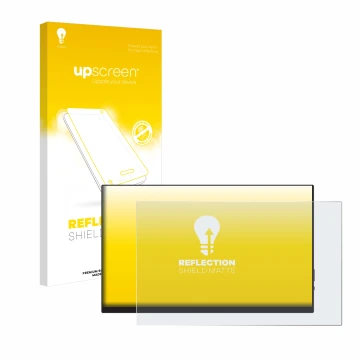 Face avant d’un emballage produit avec le logo de la marque upscreen. À côté, l’appareil Verbatim PMT-14 est représenté avec l