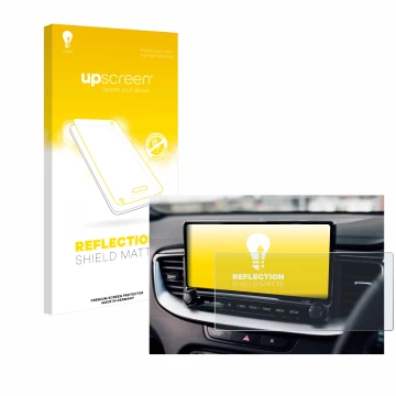 Face avant d’un emballage produit avec le logo de la marque upscreen. À côté, l’appareil Kia XCeed 2024 est représenté avec la