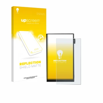 Face avant d’un emballage produit avec le logo de la marque upscreen. À côté, l’appareil iBasso DX180 est représenté avec la p