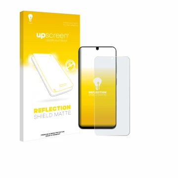 Face avant d’un emballage produit avec le logo de la marque upscreen. À côté, l’appareil ZTE Blade A35 est représenté avec la 