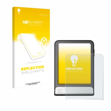 Face avant d’un emballage produit avec le logo de la marque upscreen. À côté, l’appareil Ledger Flex est représenté avec la pr