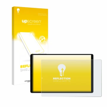 Face avant d’un emballage produit avec le logo de la marque upscreen. À côté, l’appareil Pixpeak M820 10.1