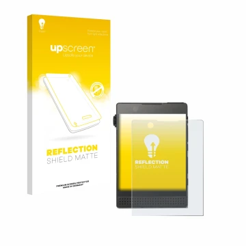 Face avant d’un emballage produit avec le logo de la marque upscreen. À côté, l’appareil Light Phone 3 est représenté avec la 