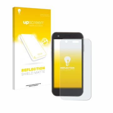 Face avant d’un emballage produit avec le logo de la marque upscreen. À côté, l’appareil Soyes XS12 est représenté avec la pro