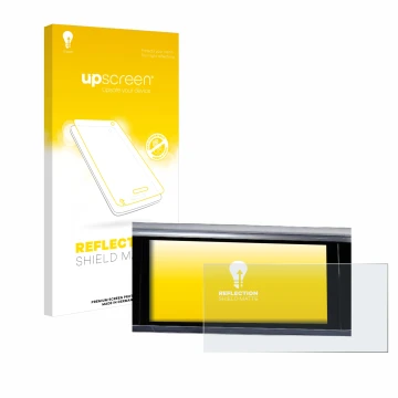 Face avant d’un emballage produit avec le logo de la marque upscreen. À côté, l’appareil Audi Q3 Sportback 35 TFSI Infotainmen