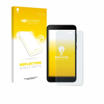 Face avant d’un emballage produit avec le logo de la marque upscreen. À côté, l’appareil ZTE Blade A35 lite est représenté ave