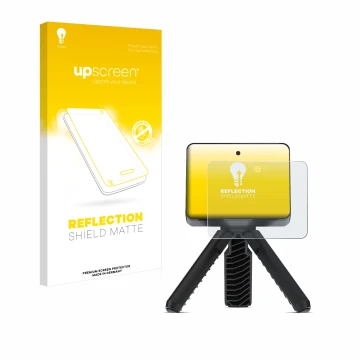 Face avant d’un emballage produit avec le logo de la marque upscreen. À côté, l’appareil Garmin Approach R10 est représenté av