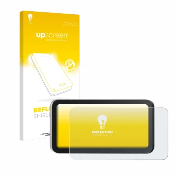 Face avant d’un emballage produit avec le logo de la marque upscreen. À côté, l’appareil Einstar VEGA est représenté avec la p