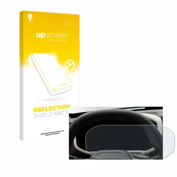 Face avant d’un emballage produit avec le logo de la marque upscreen. À côté, l’appareil Dacia Duster Tacho (2024) est représe