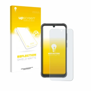 Face avant d’un emballage produit avec le logo de la marque upscreen. À côté, l’appareil Blackview BV5200 Pro est représenté a