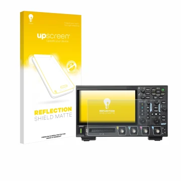 Face avant d’un emballage produit avec le logo de la marque upscreen. À côté, l’appareil Rigol DHO914 est représenté avec la p