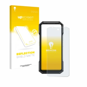 Face avant d’un emballage produit avec le logo de la marque upscreen. À côté, l’appareil Ulefone Armor 27 est représenté avec 