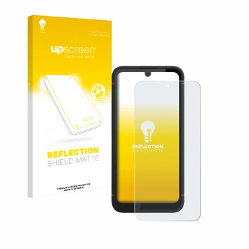 Face avant d’un emballage produit avec le logo de la marque upscreen. À côté, l’appareil Volla Phone X23 est représenté avec l