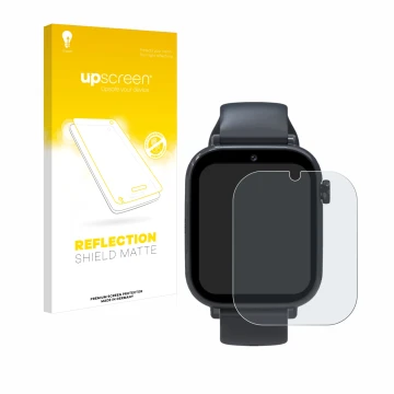 Face avant d’un emballage produit avec le logo de la marque upscreen. À côté, l’appareil Forever Kids Smartwatch est représent