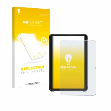 Face avant d’un emballage produit avec le logo de la marque upscreen. À côté, l’appareil Hotwav R8 est représenté avec la prot