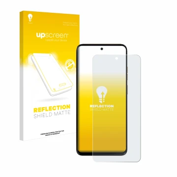 Face avant d’un emballage produit avec le logo de la marque upscreen. À côté, l’appareil Motorola Moto G15 Power est représent