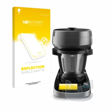 Face avant d’un emballage produit avec le logo de la marque upscreen. À côté, l’appareil Cecotec Mambo Victory XL est représen