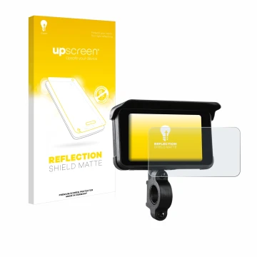 Face avant d’un emballage produit avec le logo de la marque upscreen. À côté, l’appareil Midland Bike-Play-Guardian est représ