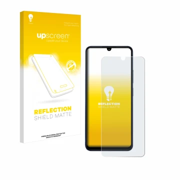 Face avant d’un emballage produit avec le logo de la marque upscreen. À côté, l’appareil Xiaomi Redmi 14C 5G est représenté av