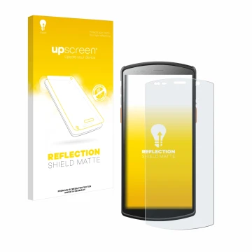 Face avant d’un emballage produit avec le logo de la marque upscreen. À côté, l’appareil Urovo DT50S 5,7