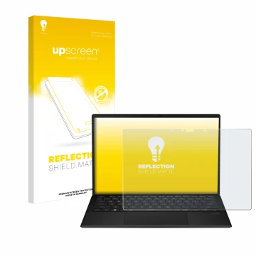 Face avant d’un emballage produit avec le logo de la marque upscreen. À côté, l’appareil ASUS ROG Flow Z13 2025 est représenté