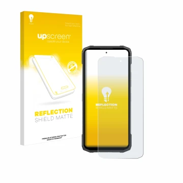Face avant d’un emballage produit avec le logo de la marque upscreen. À côté, l’appareil Doogee Blade 10 Power est représenté 